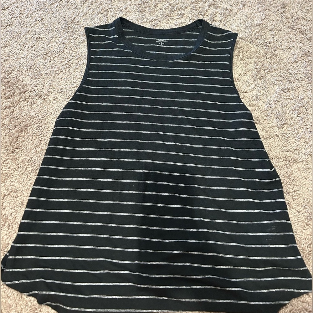 Old Navy Black and White Striped Tank Top